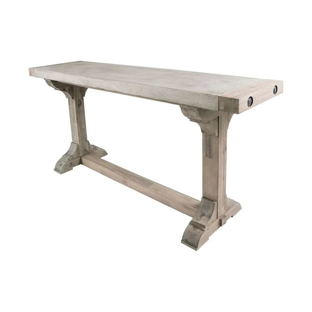 Concrete Top Console Table with Trestle Wood Base 52 inches W K772