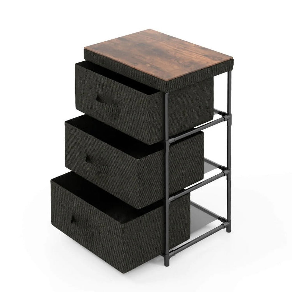 Grey Rustic Brown 2 Drawer Nightstand H773