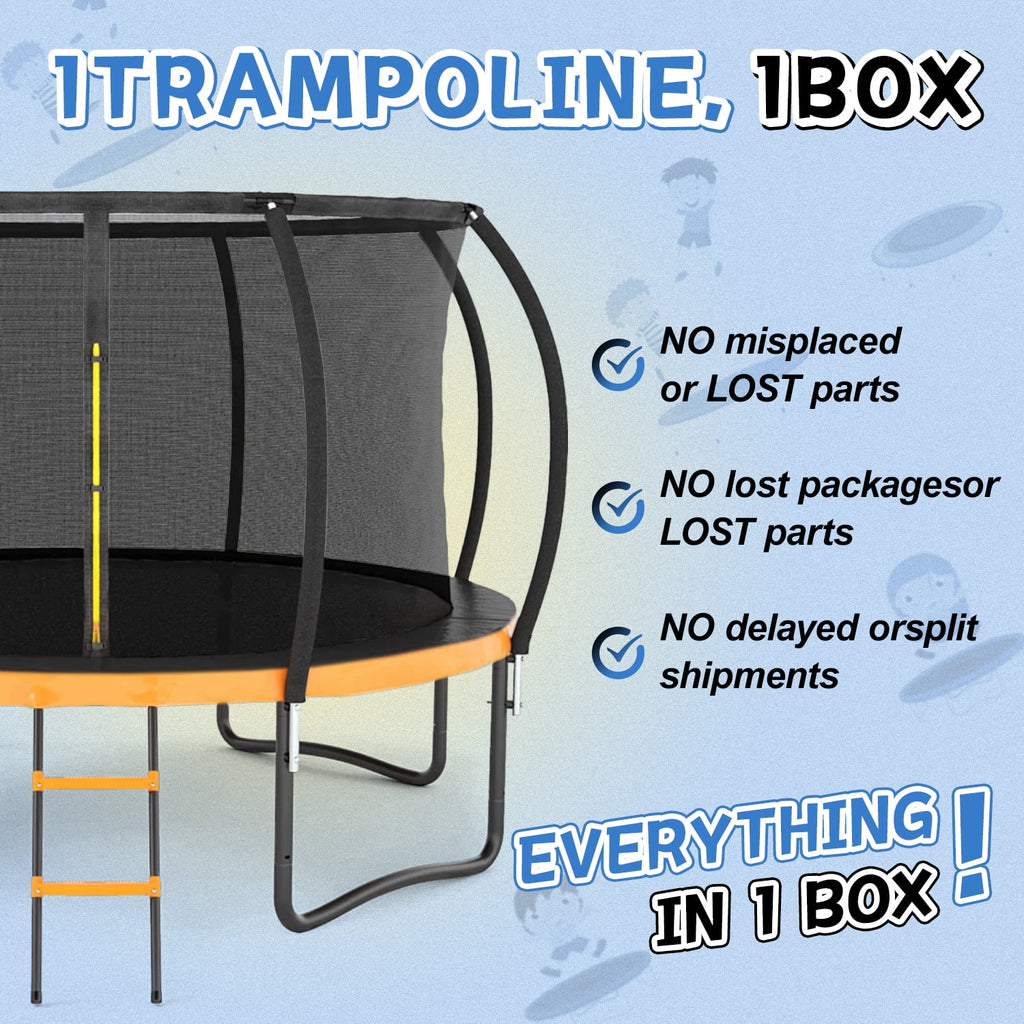 12 FT Outdoor Trampoline with Safety Fence Net, Ladder, PVC Spring Cover Pad R7620