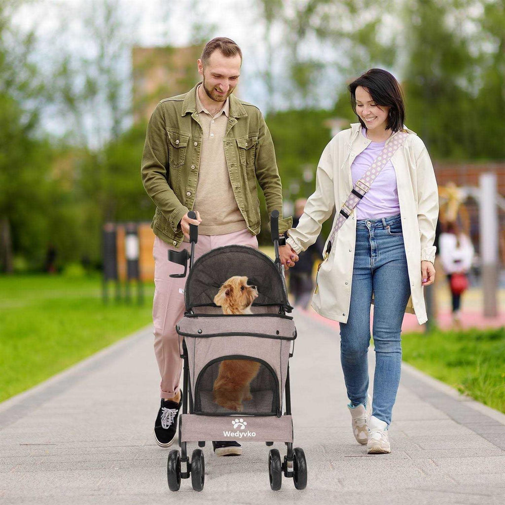 4 Wheels Foldable Pet Dog Stroller with Cup Holder Y6723