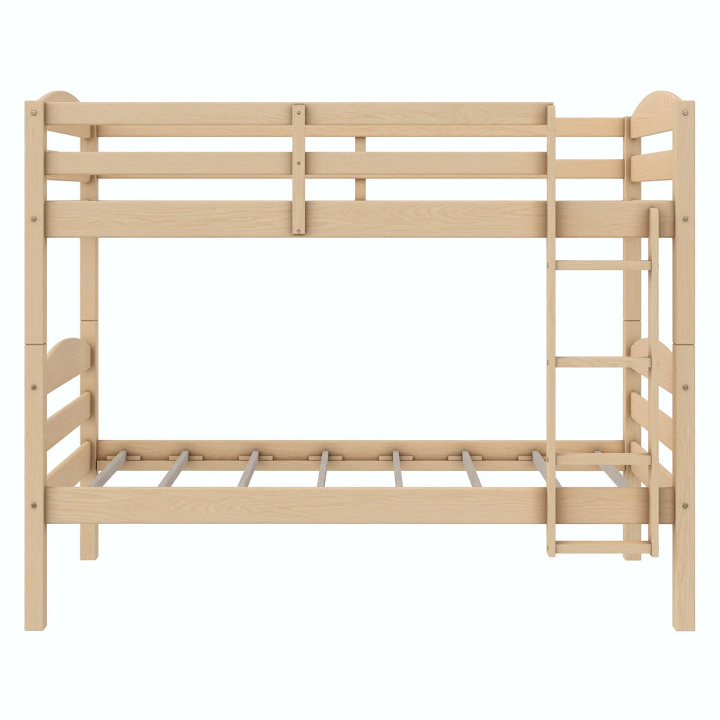 White Solid Wood Twin-over-Twin Convertible Bunk Bed P589