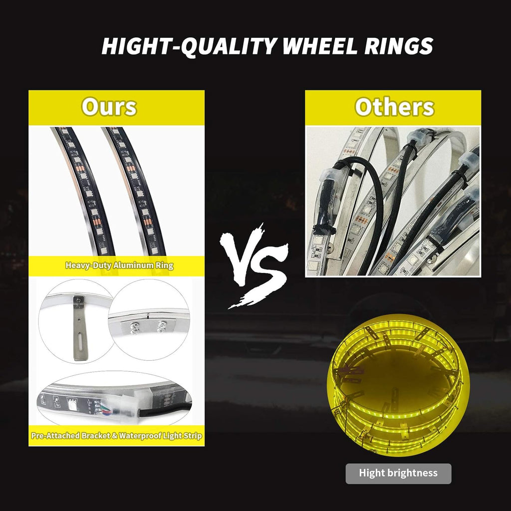 15.5 in 4 PCS 576 LEDs Double-Sided RGBW Wheel Rim Light Kit E461492