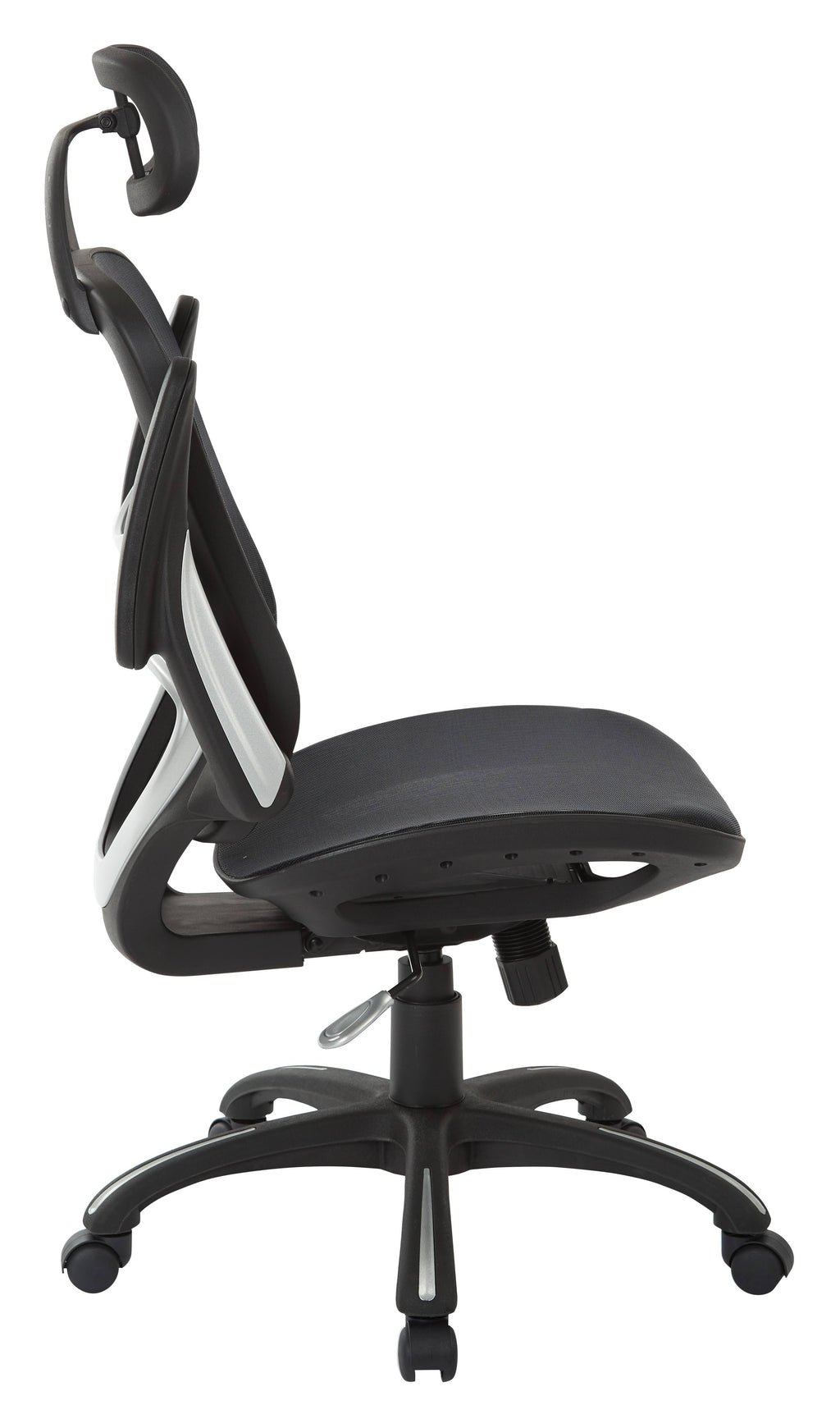 Black Vertical Chair with Nylon Arms and Headrest I987