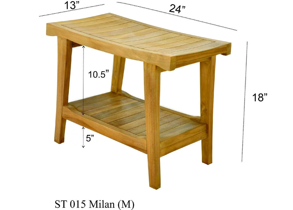 Teak Wood Shower Seat 24" Outdoor Bench N568181