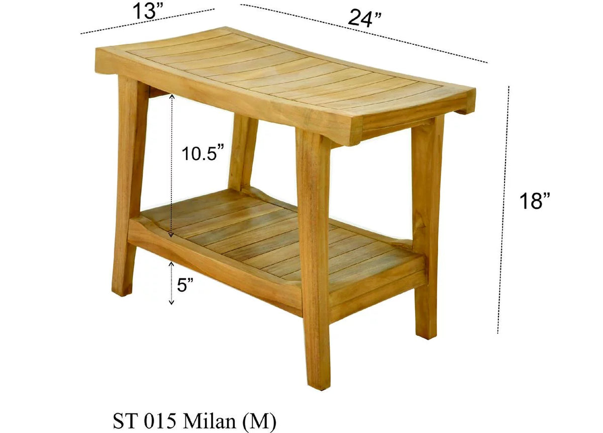 Teak Wood Shower Seat 24" Outdoor Bench N568181