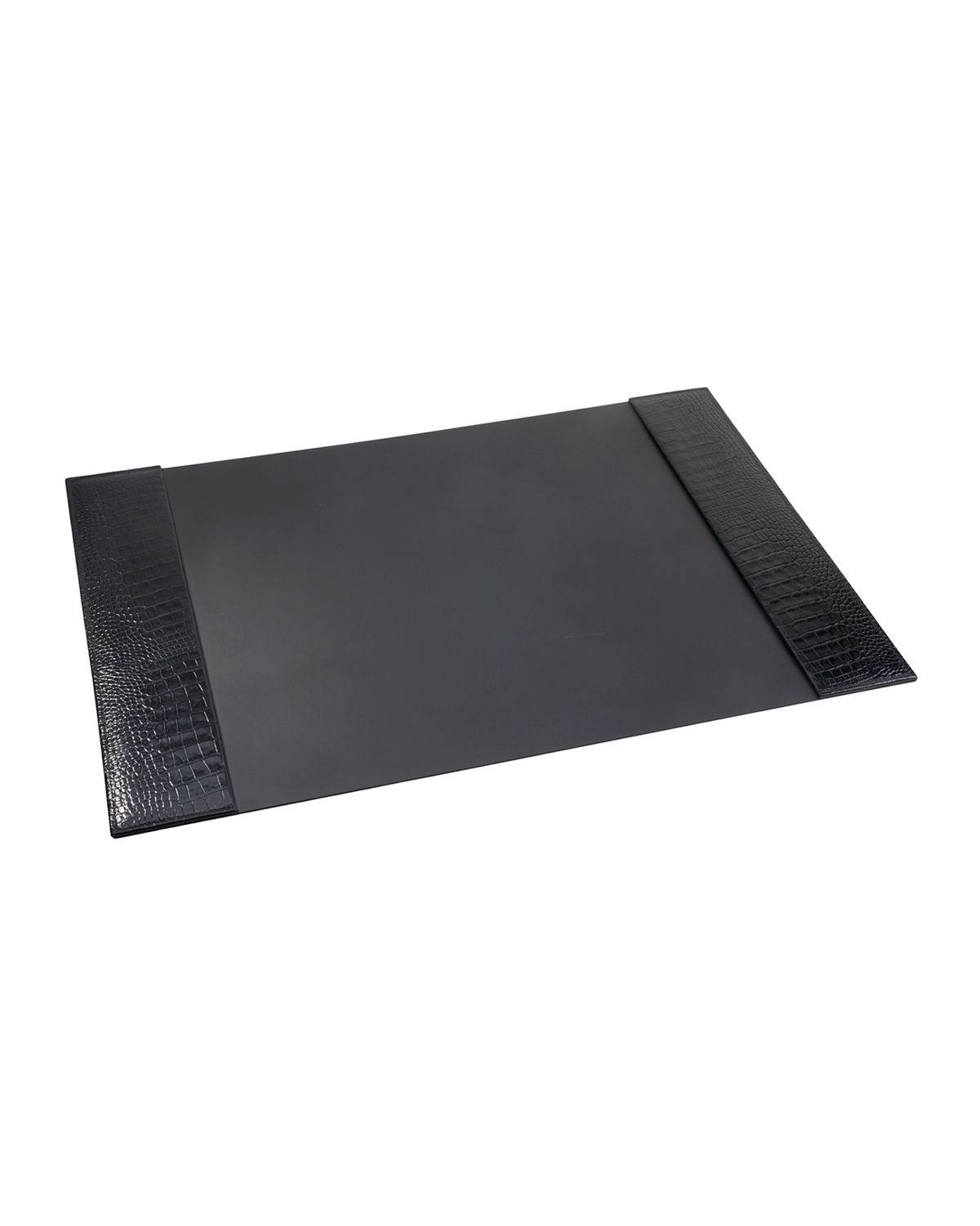 Black Croc-Embossed Leather Desk Blotter V134091