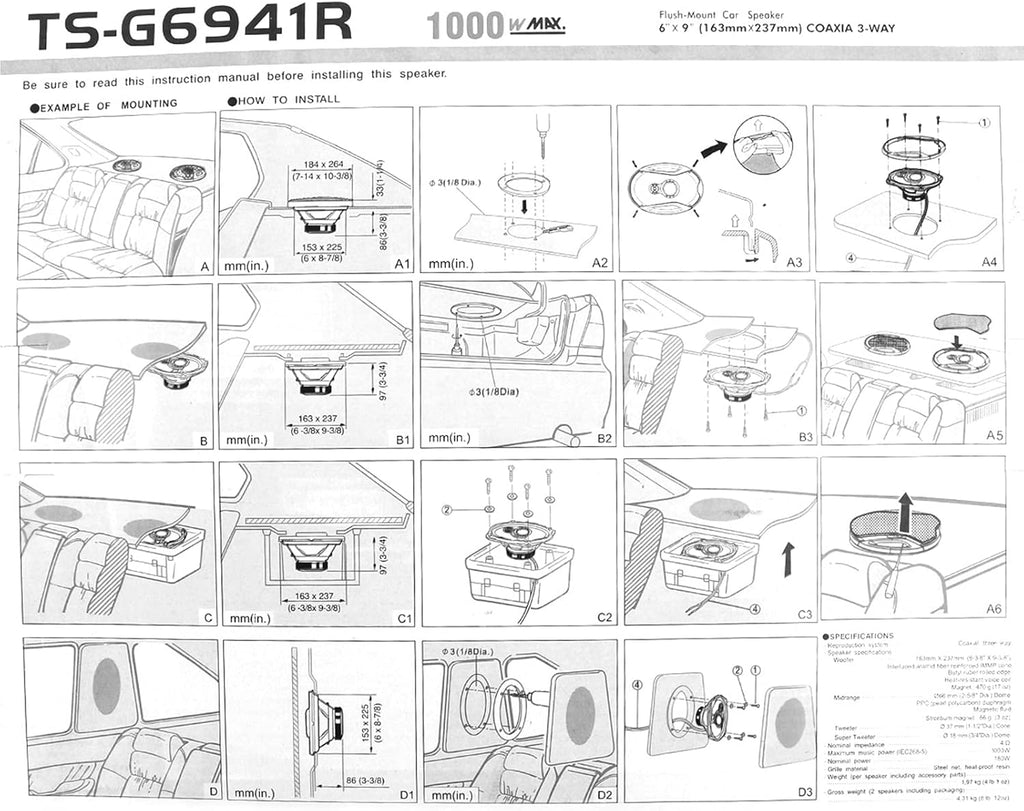 6''x 9'' 3-Way Coaxial Speakers (2 Pack) W45447