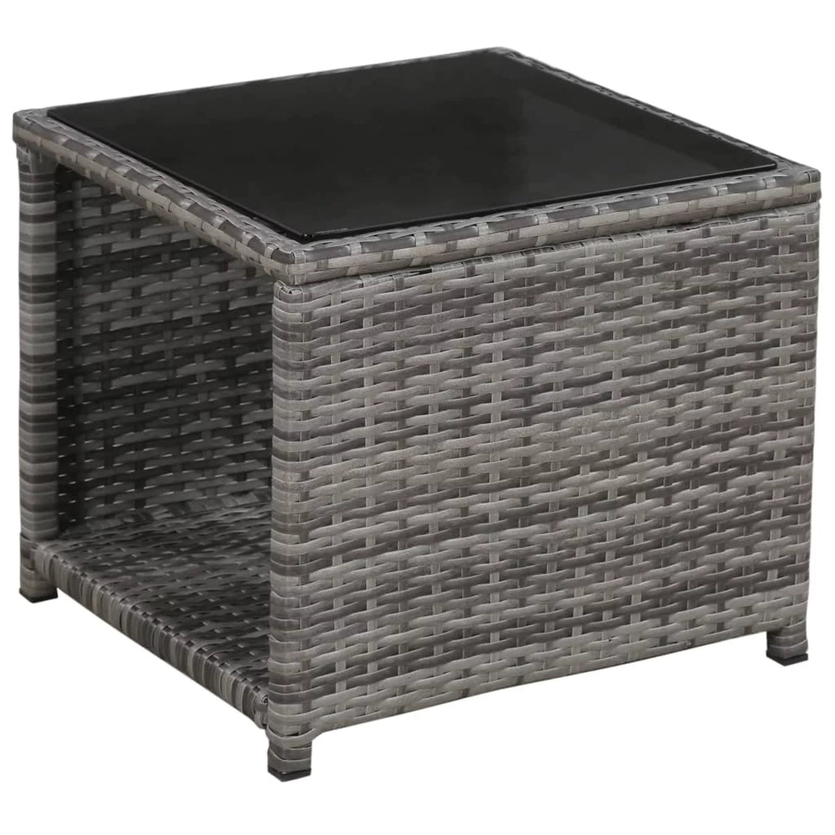 3 Piece Bistro Set with Cushions Poly Rattan Gray W537275