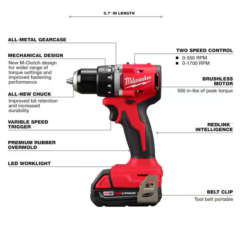 18V Lithium-Ion Brushless Cordless Compact Drill/Impact Combo Kit (2-Tool) with Oscillating Multi-Tool C64792