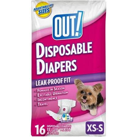Disposable Diapers for Dogs, X-Small/Small, 16 Count, 8 Pack N38834