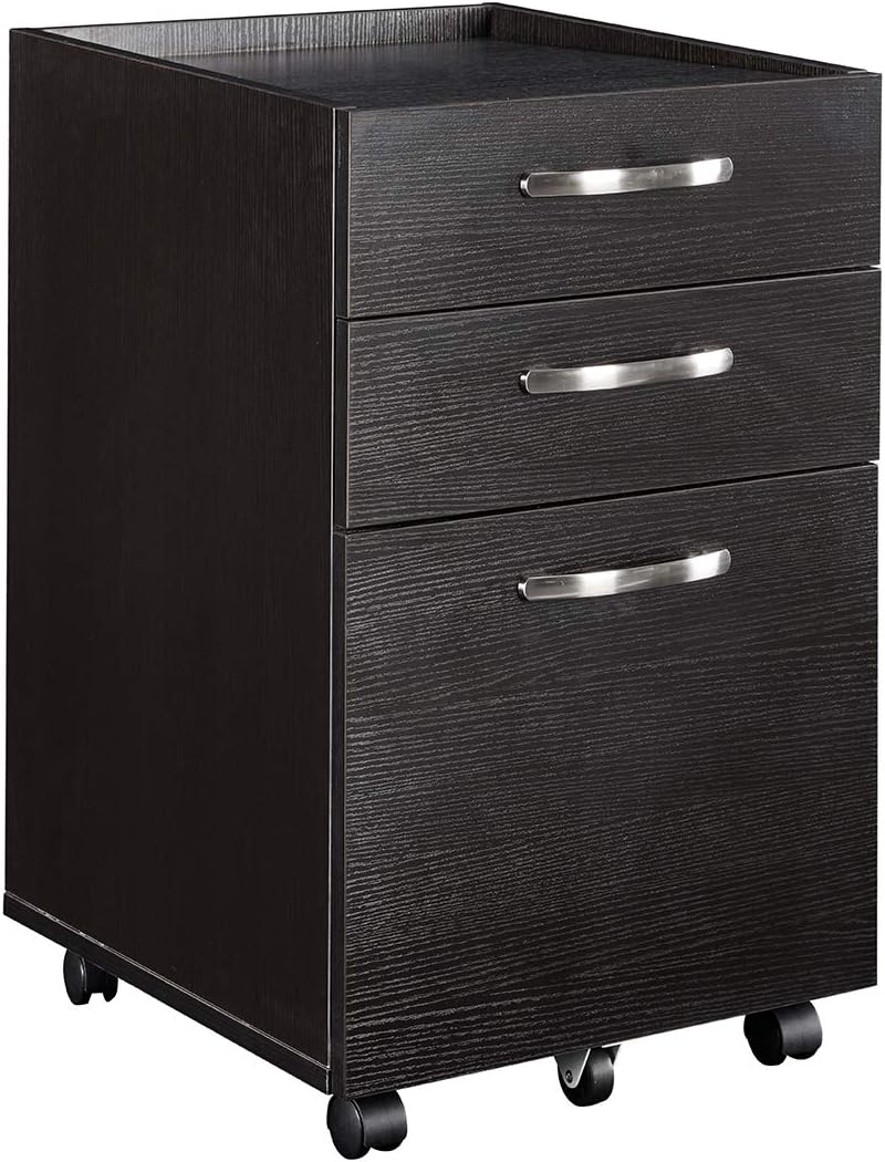 White 3 Drawer Wood Rolling File Cabinet V992732