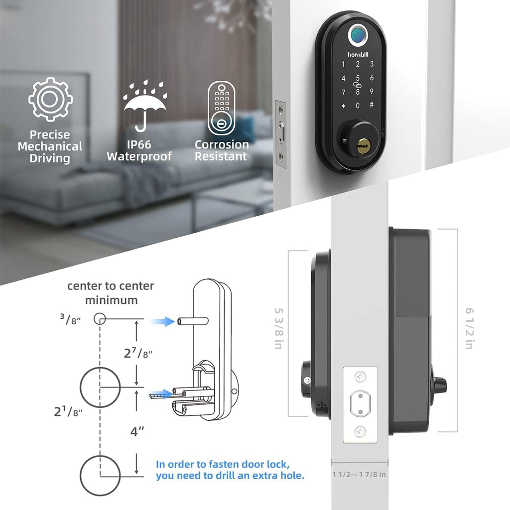 Smart Lock Fingerprint Deadbolt with Touchscreen Keypad, Bluetooth ekeys, Auto Lock Keyless Entry Door Lock P96690