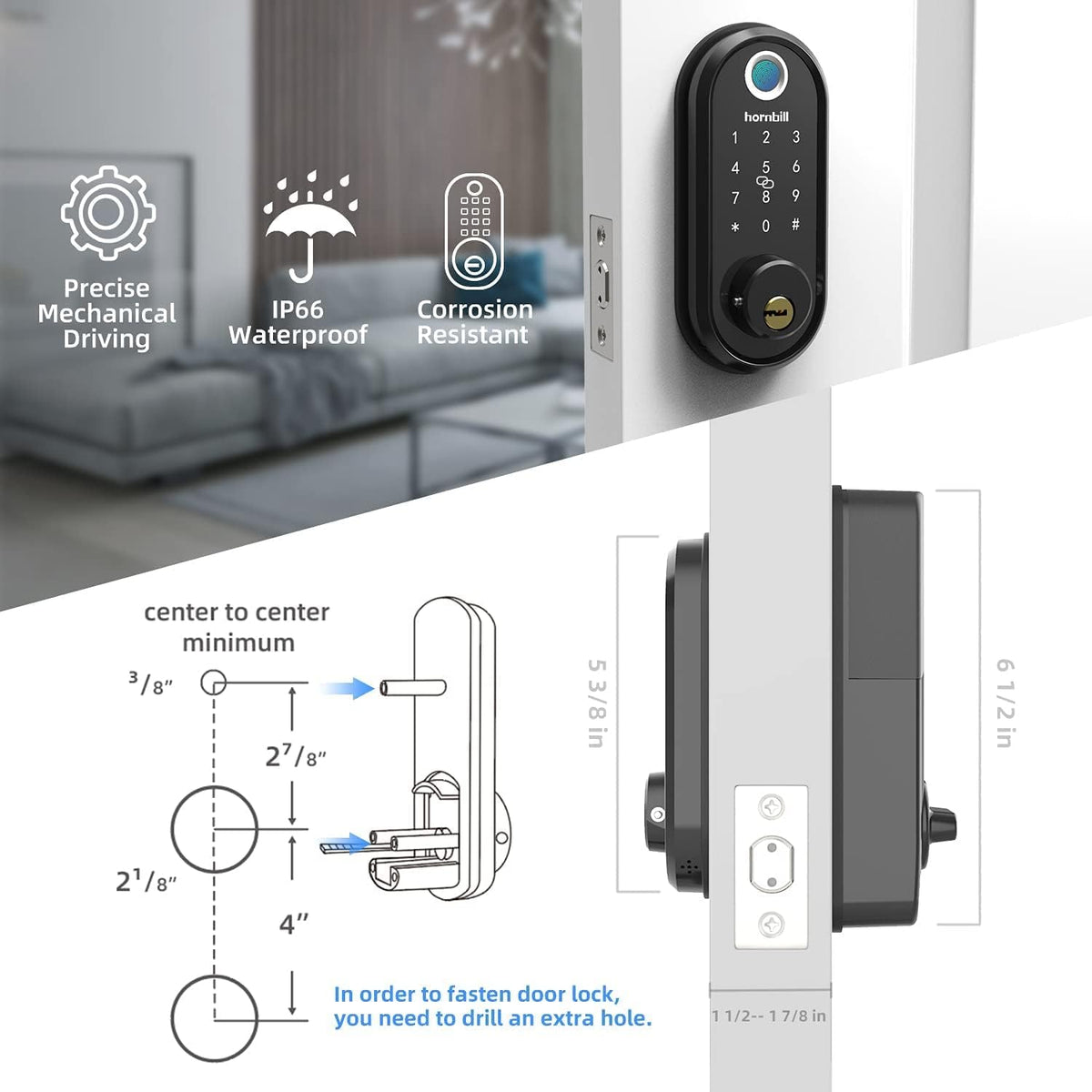 Smart Lock Fingerprint Deadbolt with Touchscreen Keypad, Bluetooth ekeys, Auto Lock Keyless Entry Door Lock P96690