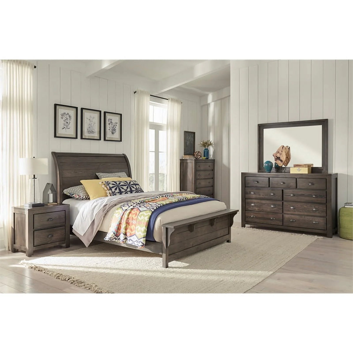 Saddle Brown Wood Drawer Dresser & Mirror Z576438
