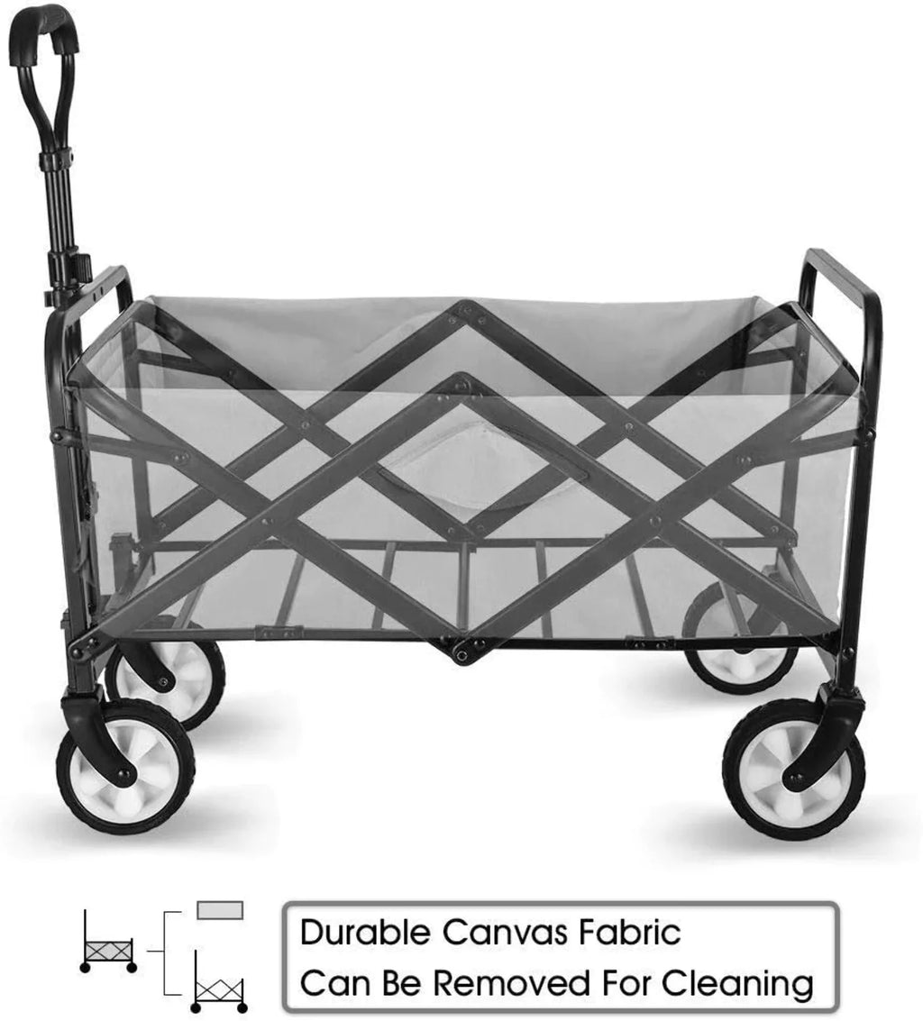 Collapsible Folding Utility Wagon Cart 5" Solid Rubber Wheels A66507