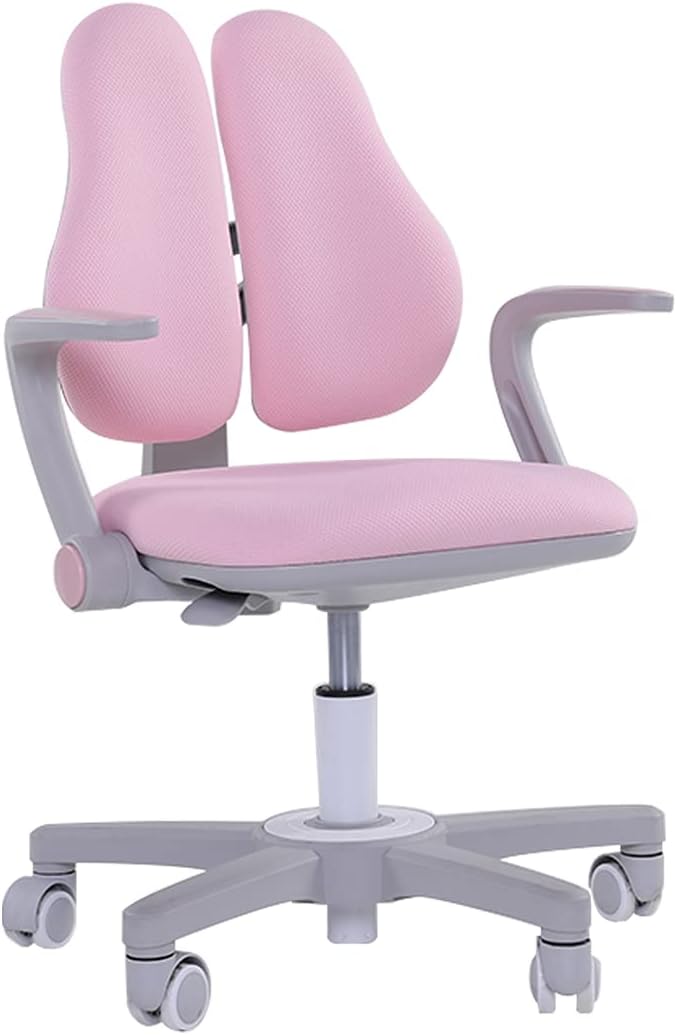 Pink Height Adjustable Kids Study Desk and Chair Set with Drawer and Bookshelf K668