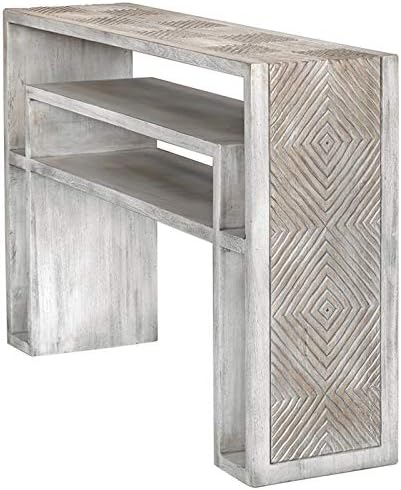 Bone White Carved Console Table N95397