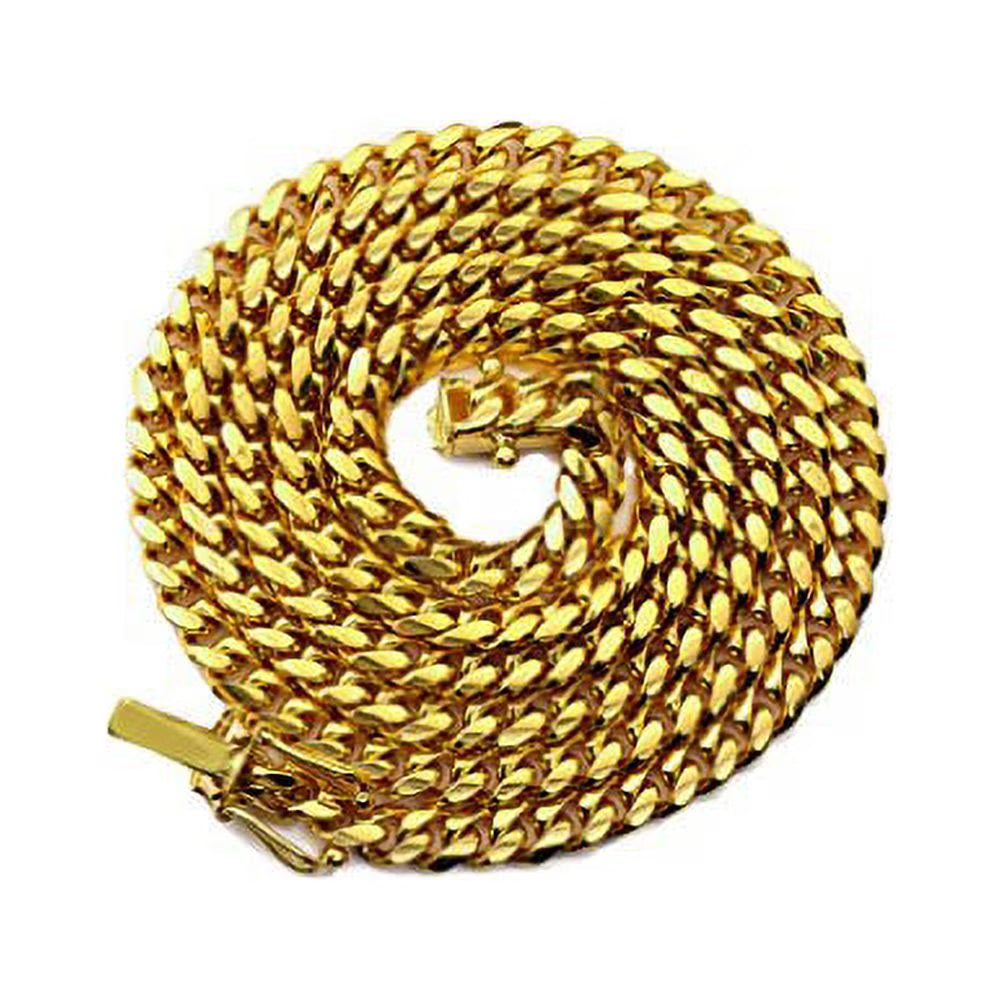 10K Yellow Gold Miami Cuban Link Chain Necklace 22" F454