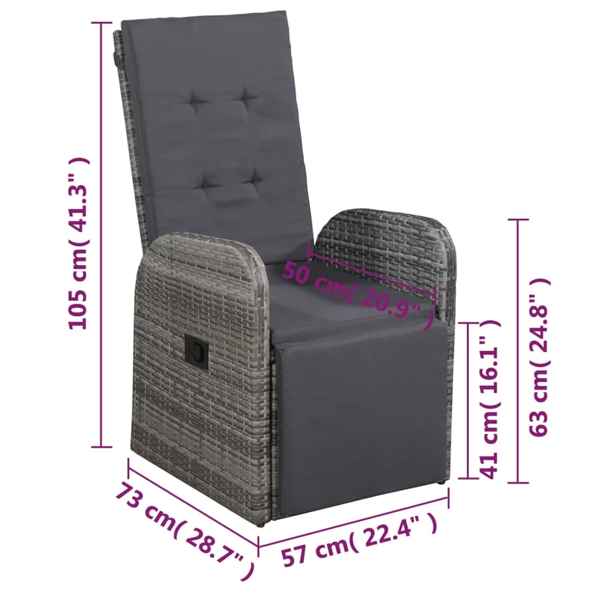 3 Piece Bistro Set with Cushions Poly Rattan Gray W537275