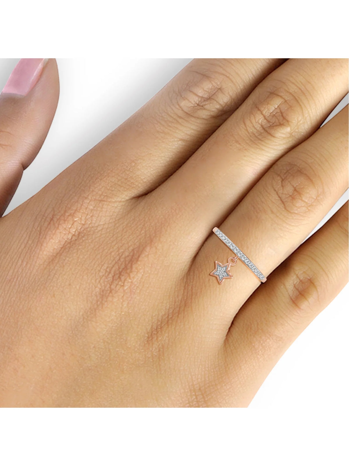 1/5 Carat White Diamond Ring Rose Gold Over Silver Y6038