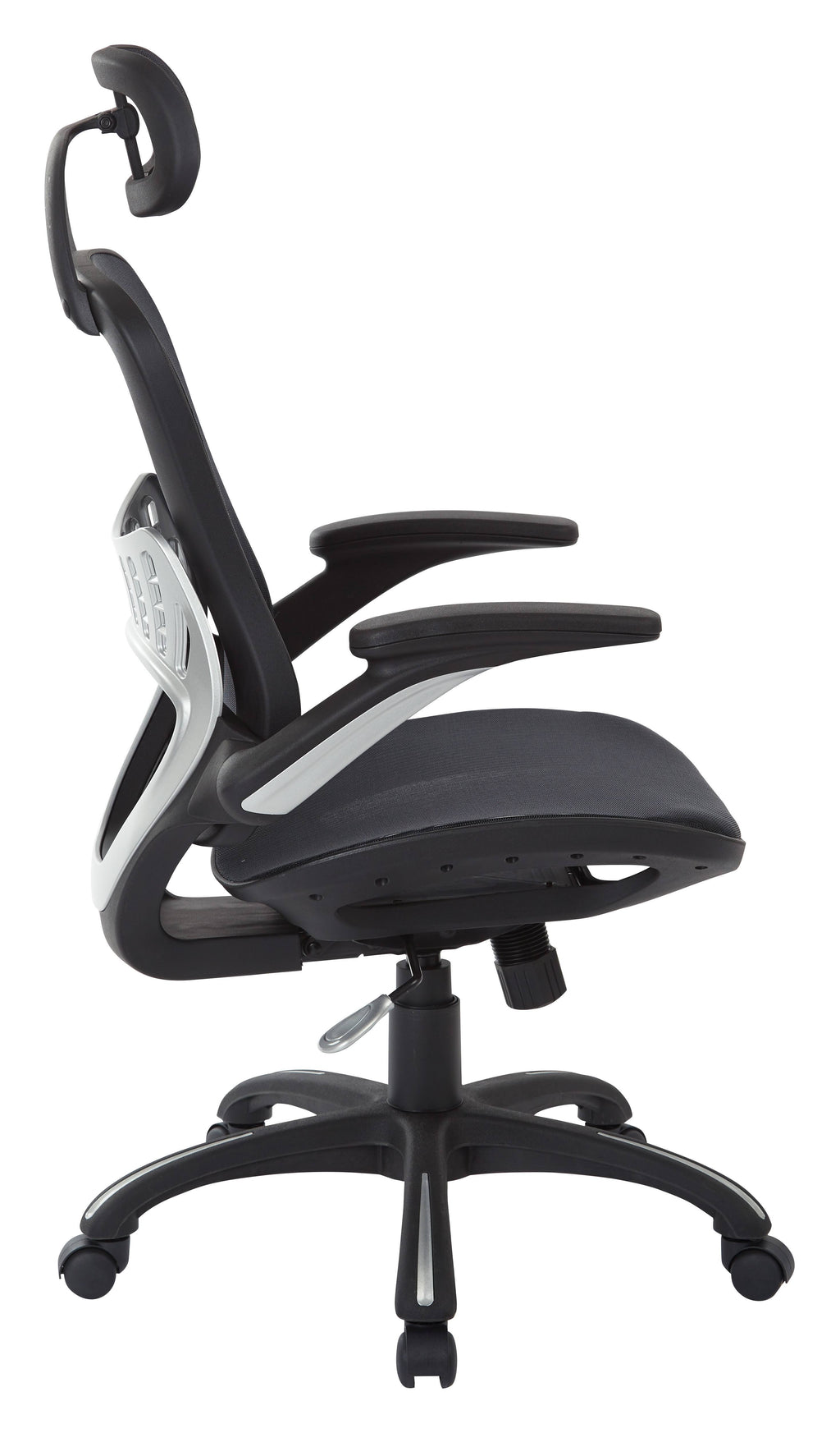 Black Vertical Chair with Nylon Arms and Headrest I987