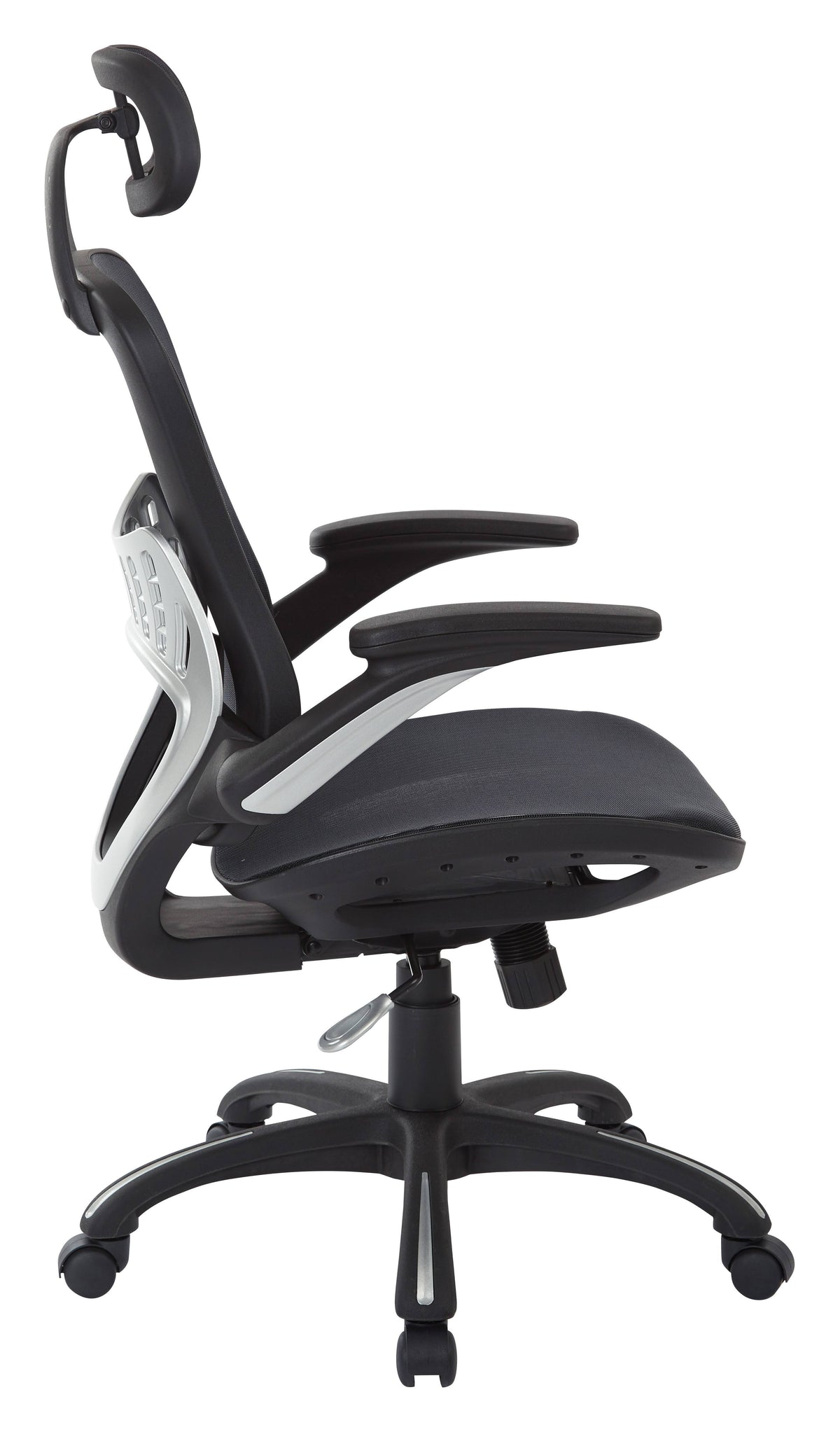 Black Vertical Chair with Nylon Arms and Headrest I987
