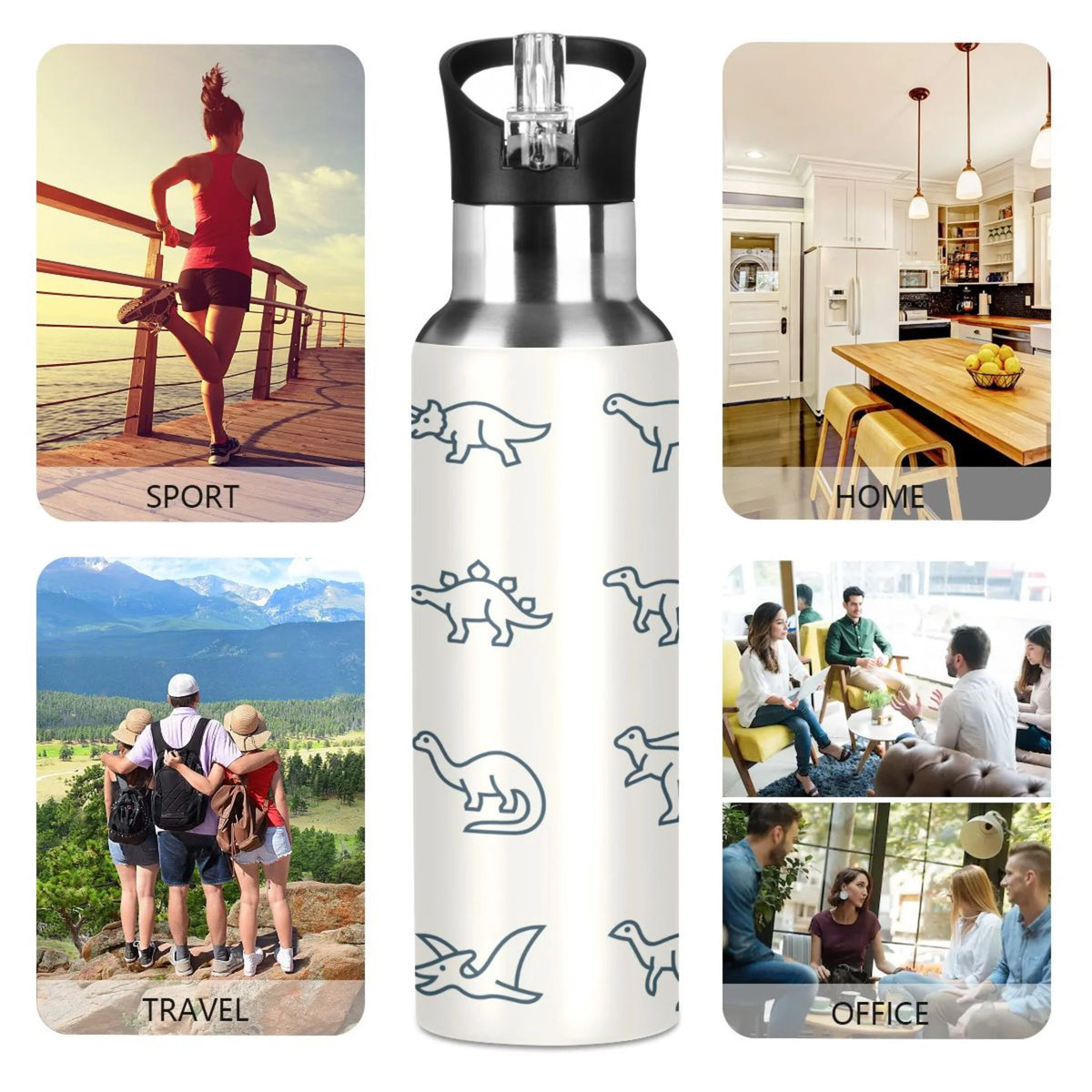 Stainless Steel Water Bottle with Straw Lid Vacuum Insulated Leak Proof Flask 20 OZ Y434634