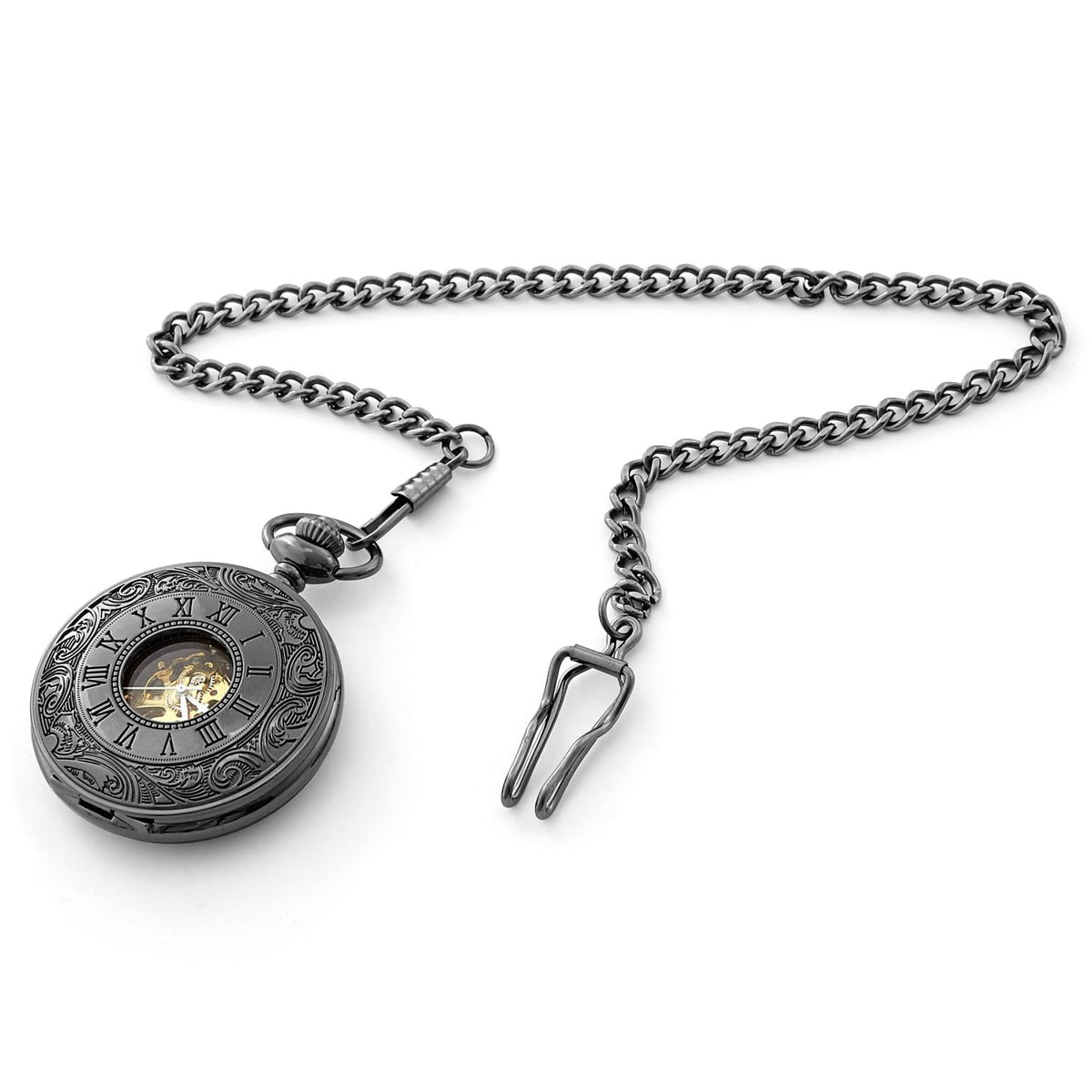 Black Ornate Pocket Watch K93104