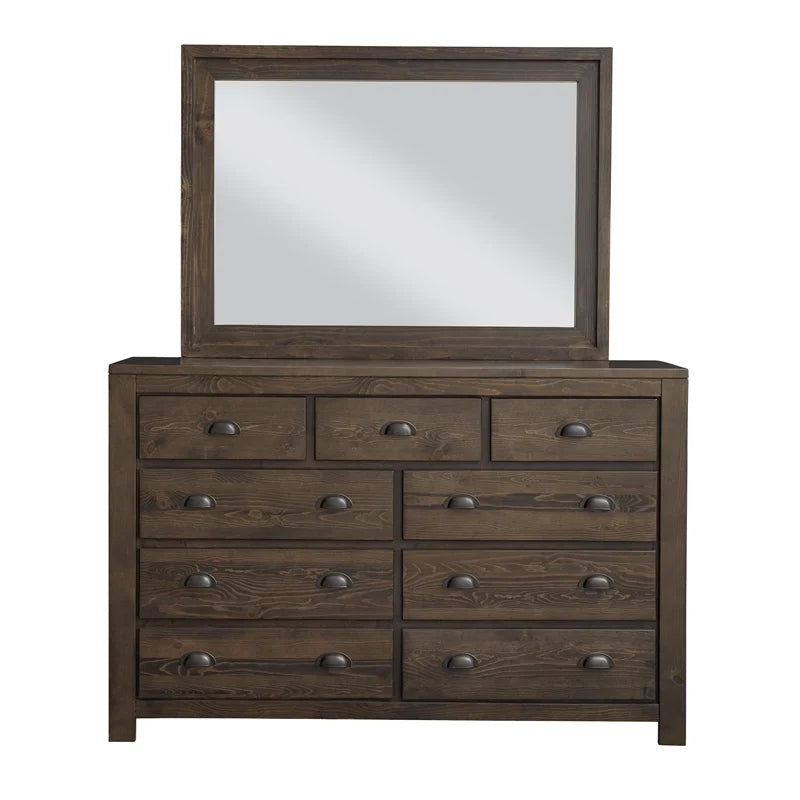 Saddle Brown Wood Drawer Dresser & Mirror Z576438