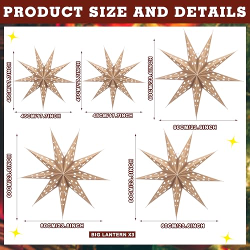 3D Paper Lantern 24 inch Hollow Star C48312