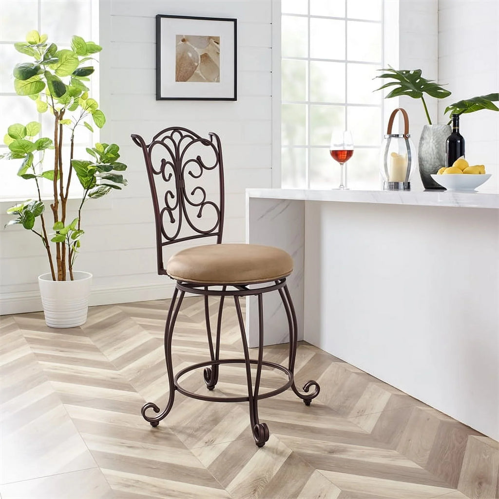 24" Metal Microfiber Counter Stool E2099