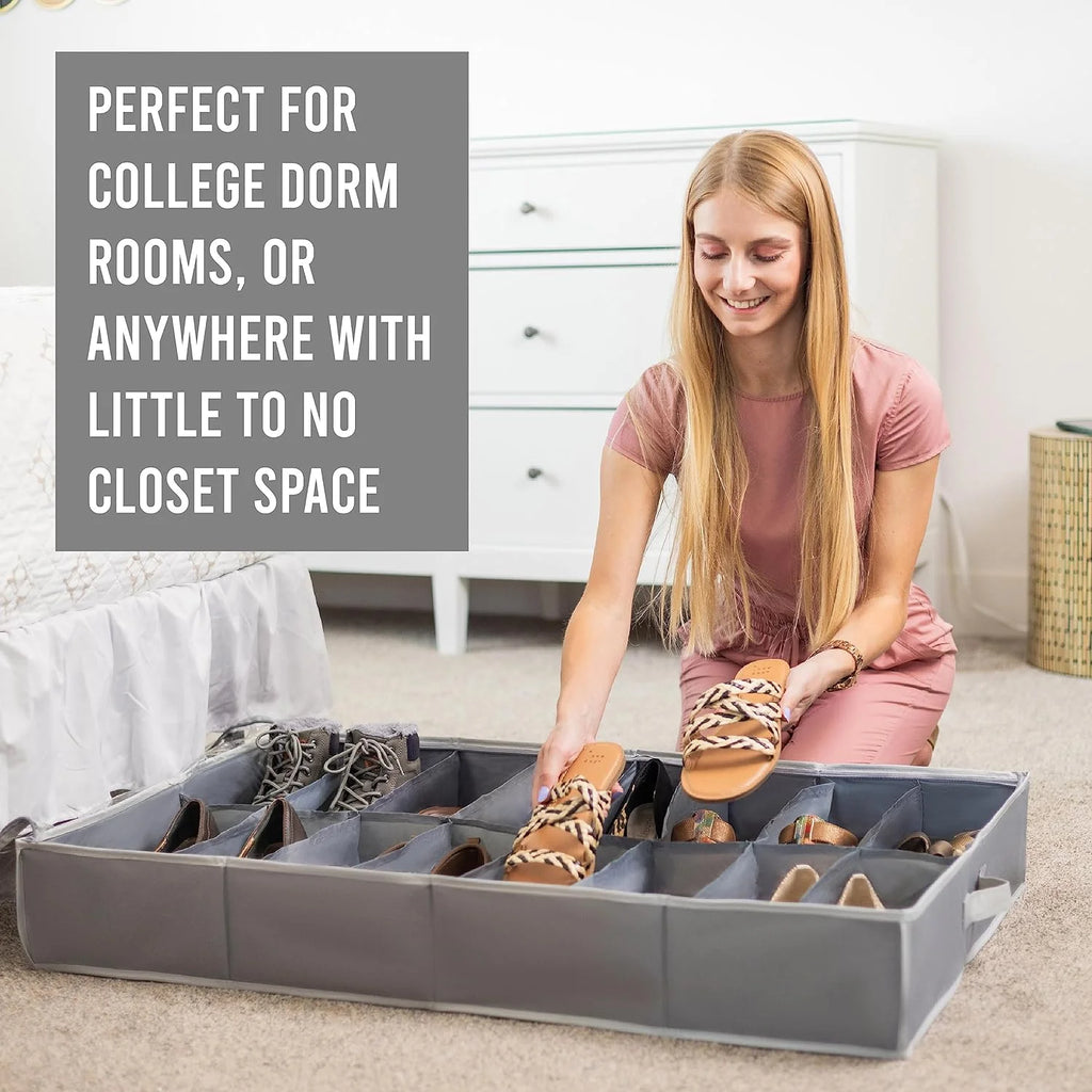 Extra Large Underbed Shoe Storage Organizer, Set of 2 Gray C212613