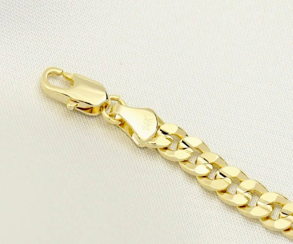 14K Bonded Gold Cuban Chain Necklace with Rose Cross Charm W490