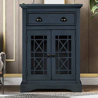 Antique Navy 2 Door Accent Cabinet I873