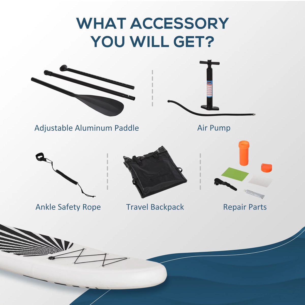 Blue Inflatable Stand Up Paddle Board with Non-Slip Deck Pad G423636