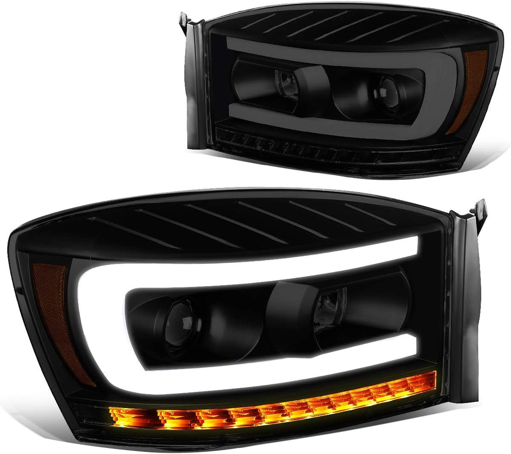 Smoked/Clear Dual LED DRL Sequential Turn Signal Projector Headlights E977