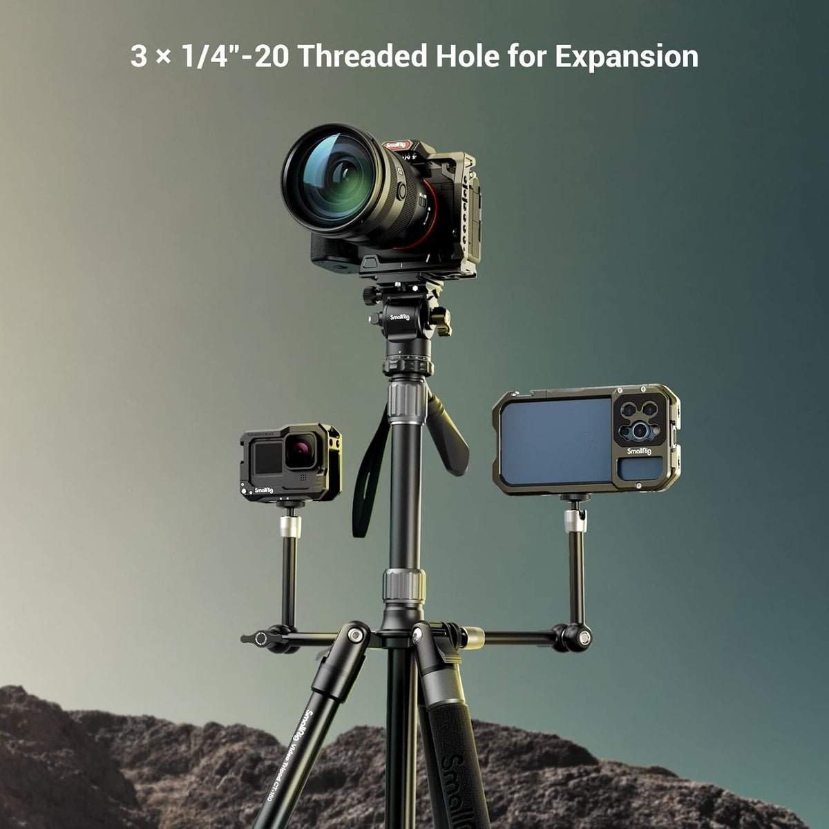 71 Video Tripod Monopod with Fluid Head, Aluminum Camera Tripod, Adjustable Height from 16.5 to 71 D1523