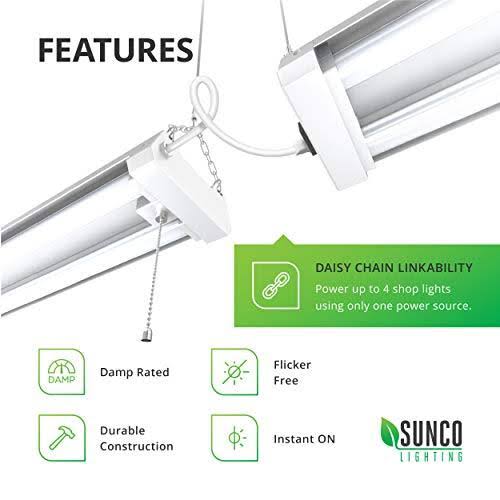 6 Pack LED Utility Shop Light, 4 ft, Linkable Integrated Fixture, 6000K Daylight, 4100 lm J520304