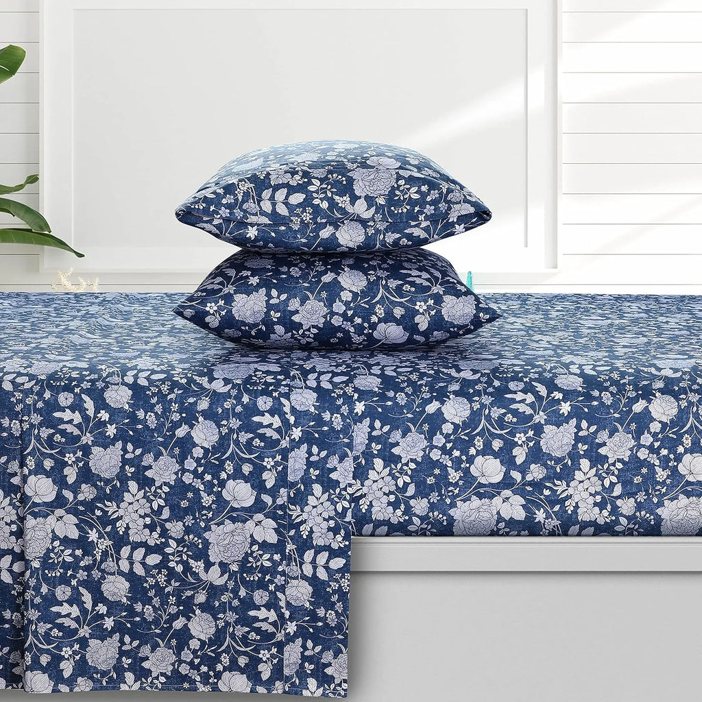 300 Thread Count Organic Cotton Deep Pocket Bed Sheet Set King Dark Blue W921