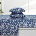 300 Thread Count Organic Cotton Deep Pocket Bed Sheet Set King Dark Blue W921