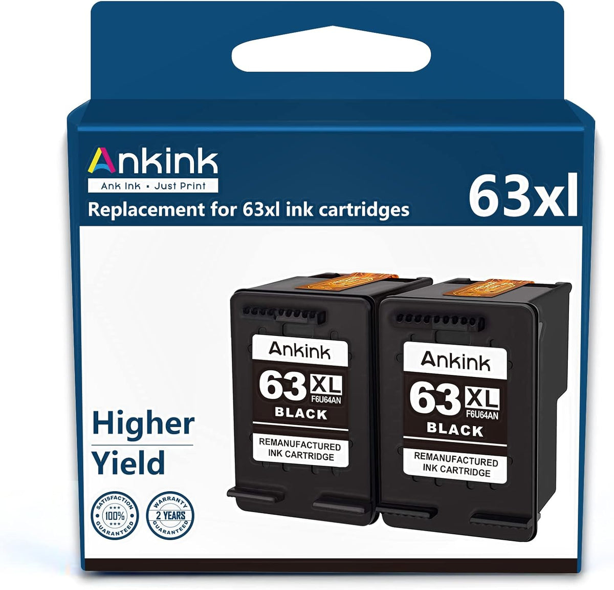 Black Ink Cartridges 2 Pack for HP 63 XL Printer C89411