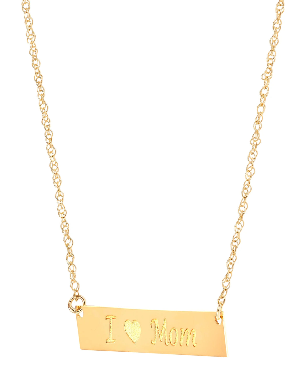 10K Yellow Gold Bar Plaque Necklace, 18" M782225