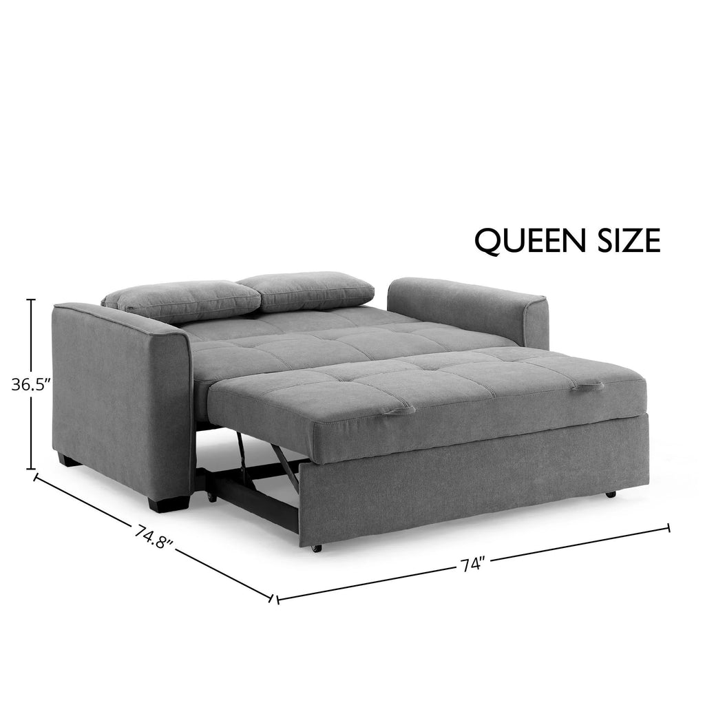 Light Gray Queen Size Chenille Sleeper Sofa A742