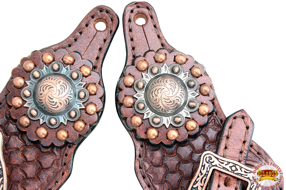 Copper Leather Spur Straps With Studs And Concho G568662