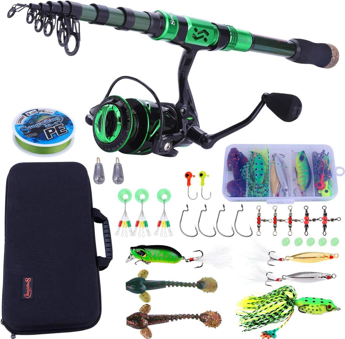 Carbon Fiber Telescopic Fishing Rod and Reel Combo with Carrying Case Z4606