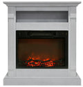 34" Freestanding White Electric Fireplace Heater with Storage Shelf & Remote Control L76137
