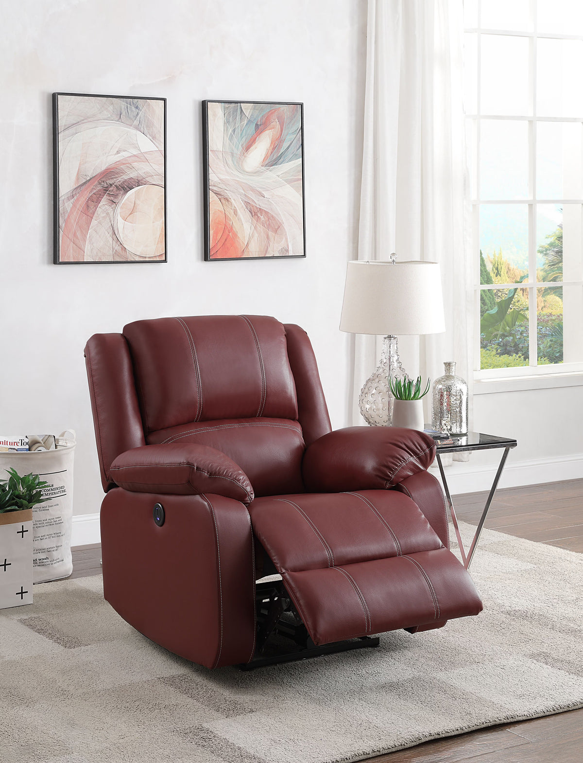 Red Pu Power Recliner K27723