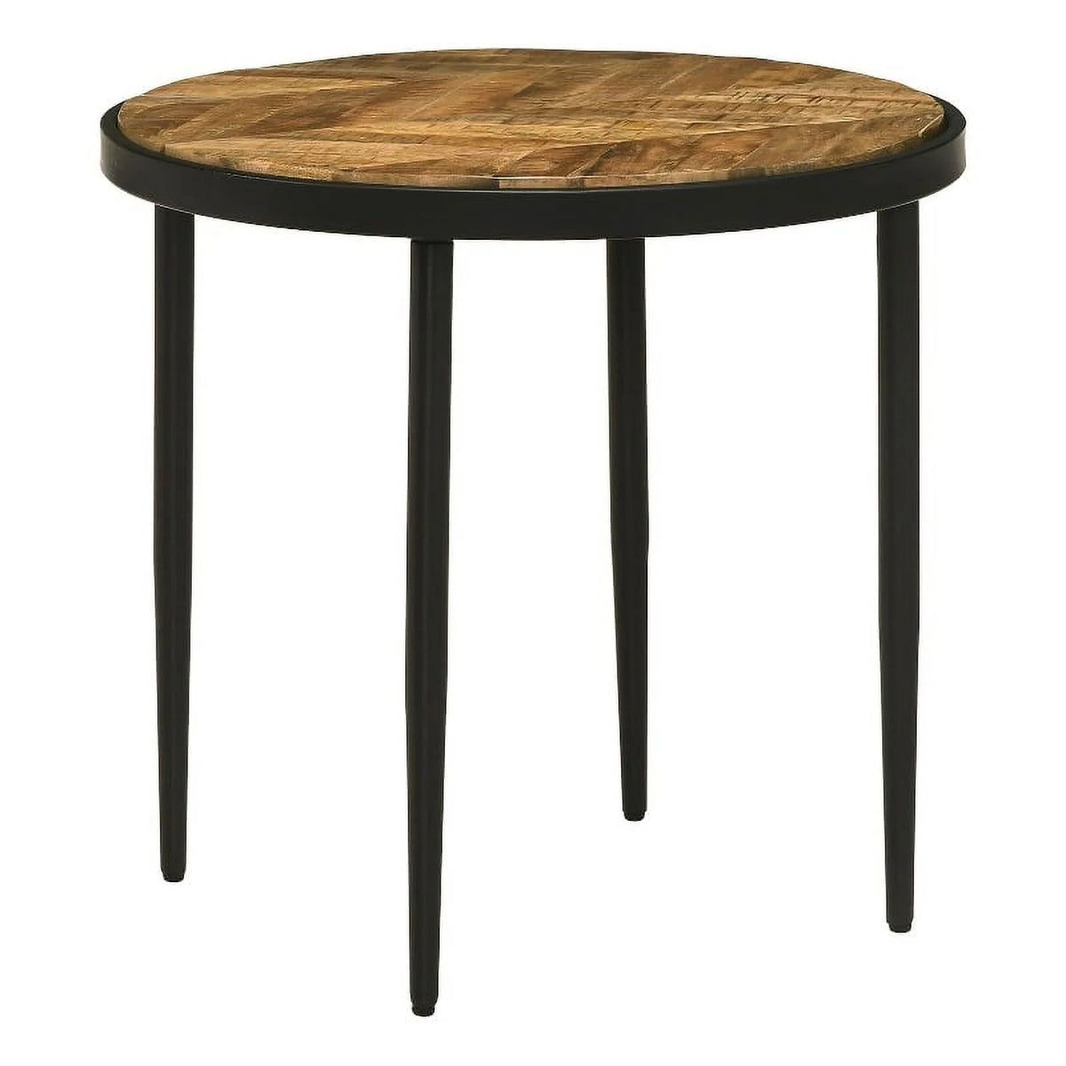 Round Metal Side Table in Natural Mango and Black R258