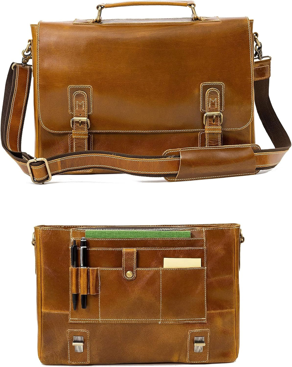 Leather Messenger Bag 16 Laptop Computer Bag M9783
