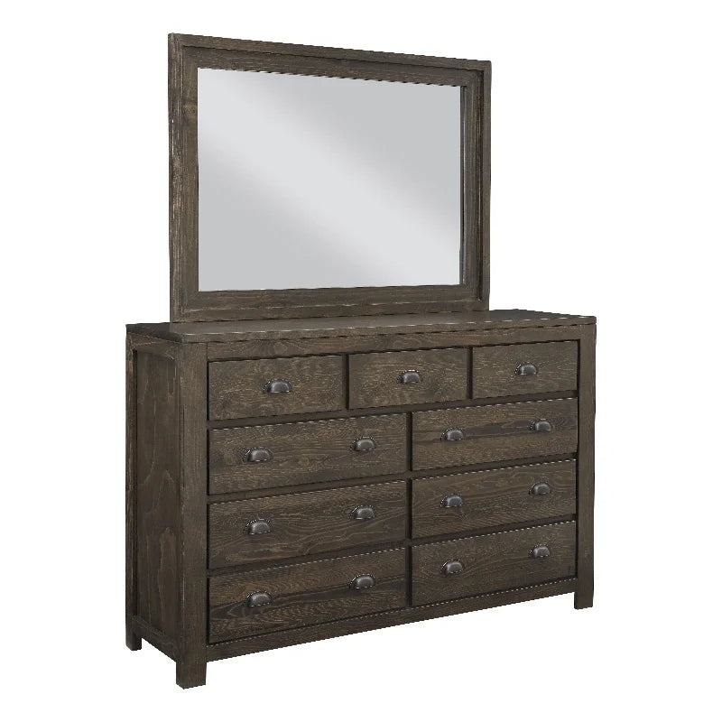 Saddle Brown Wood Drawer Dresser & Mirror Z576438